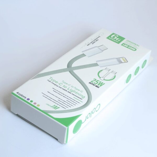 کابل شارژ تایپ سی به لایتنینگ 25 وات LDO-C800 25W-صورتی پاستیلی