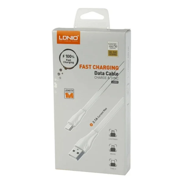 کابل تبدیل USB به لایتنینگ الدینیو مدل LS551 طول 1 متر