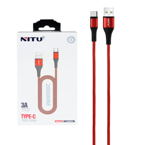 کابل شارژ فست 2 متری NITU Type-C مدل NC204 - قرمز (گارانتی 18 ماه تعویض نیکان همراه)